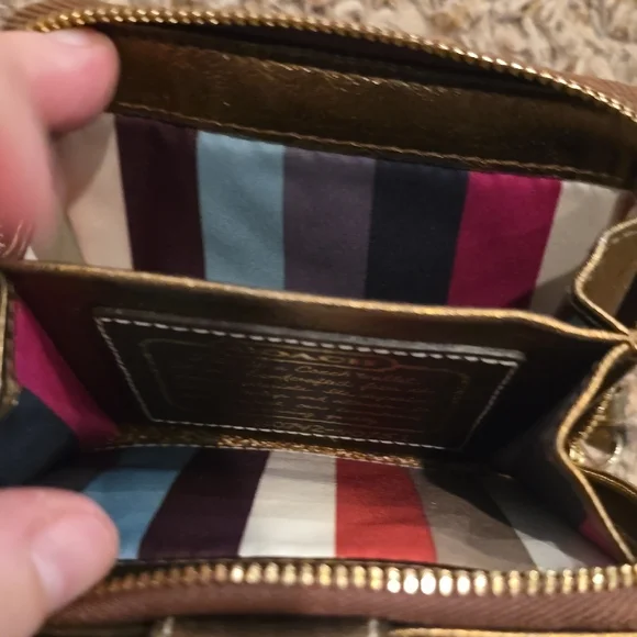 Coach Brown Signature Wallet with Gold Accents - Picture 7 of 12